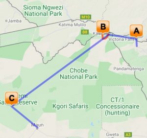 Botswana Chobe and Okavango Delta map