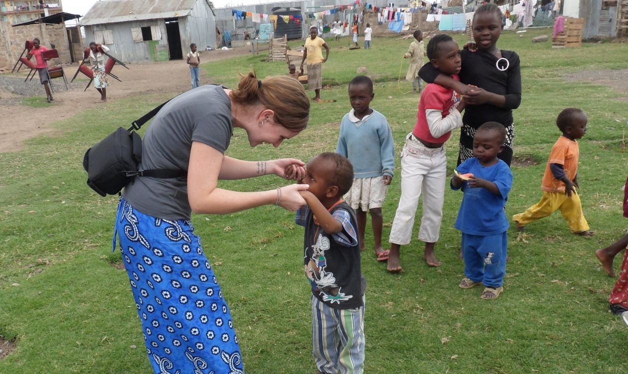 playing with kids at a project in Nairobi